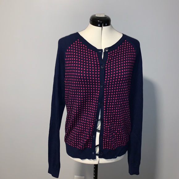 Halogen Sweaters - Halogen/Nordstrom navy/pink polka dot cardigan, L